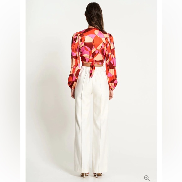 NWT Sofia The Label FARRAH STRAIGHT LEG WOOL HIGH WAIST DESIGNER PANTS TROUSERS - Picture 3 of 13